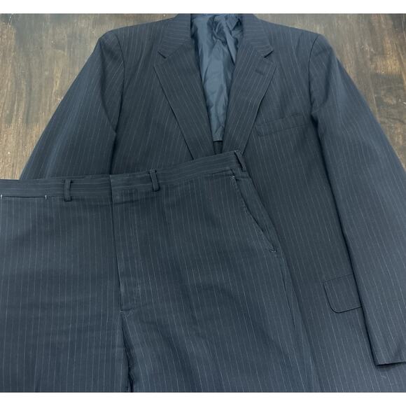 Brooks Brothers Vtg 60s Charcoal Pinstripe Wash & Wear Jacket Pant Suit 42-44 XL